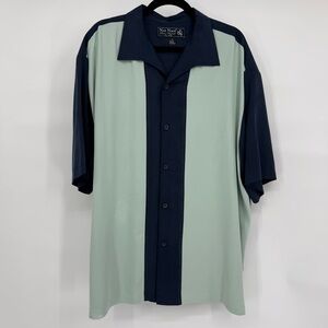 Nat Nast Silk Camp Shirt Colorblock Retro Lounge Resort Panel Button‎ Front XL